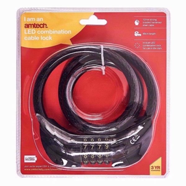 AMTECH CABLE LOCK LED COMBINATION