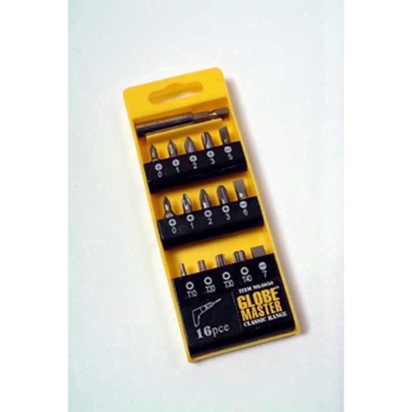 GLOBE TOOLBOX BIT SET 16 PCE