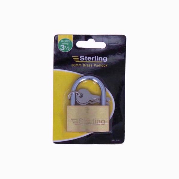 STERLING PADLOCK SINGLE LOCKING BRASS 50MM