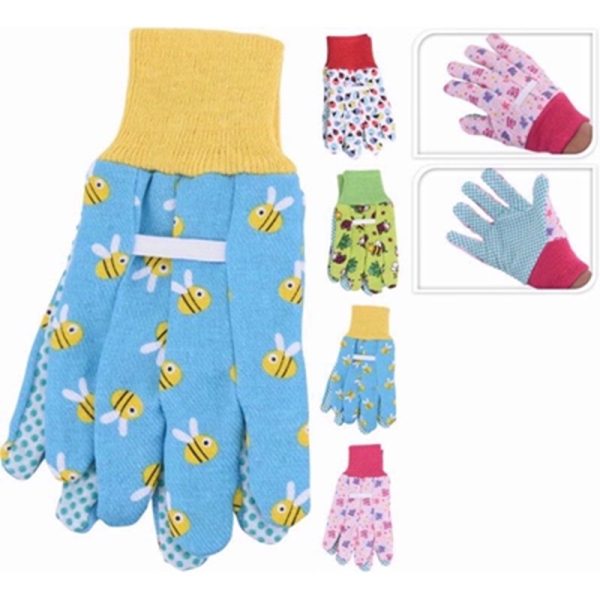 GARDENING GLOVES KIDS (4 ASSORTED COLOURS)