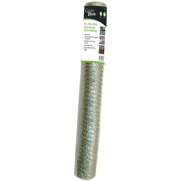 GREEN BLADE WIRE NETTING GALVANISED MESH 5M X 0.6M X 13MM