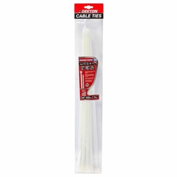 DEKTON WHITE CABLE TIES 9MMX500MM 10PC