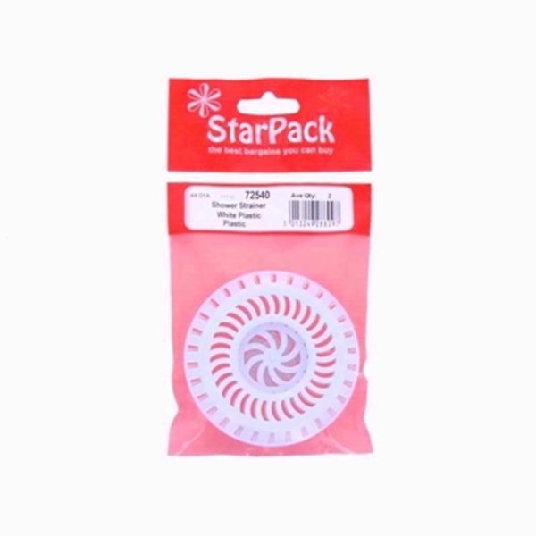 STAR PACK SHOWER STRAINER WHITE PLASTIC