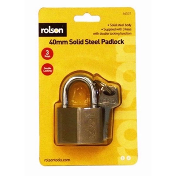 ROLSON PADLOCK SOLID STEEL 40MM