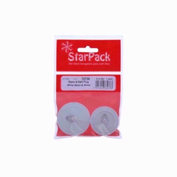 STARPACK BASIN&BATH PLUG WHT 38/45MM