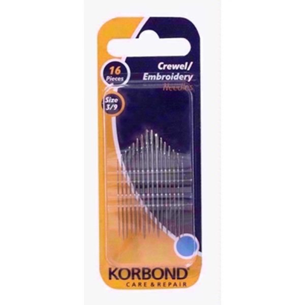 KORBOND CREWEL / EMBROIDERY NEEDLES 16PCS