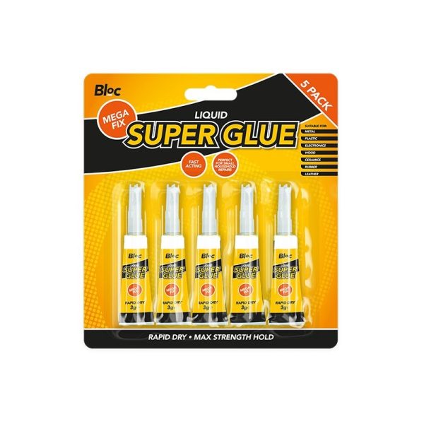 BLOC SUPER GLUE 3G PACK OF 5