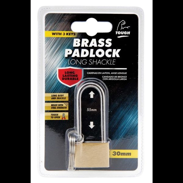 BRASS PADLOCK LONG SHACKLE 30M