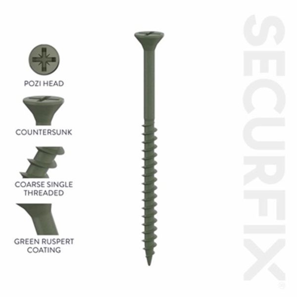 SECURFIX DECKING SCREW CSK GREEN 4.5X75MM