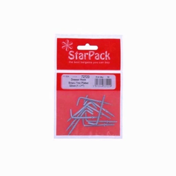 STARPACK DRESSER HOOK BRG ZINC PLT 32MM