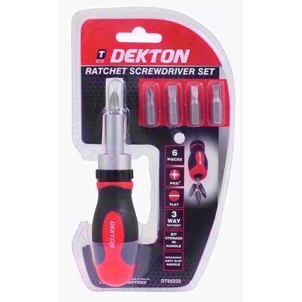 DEKTON SCREWDRIVER SET RATCHET 6PC