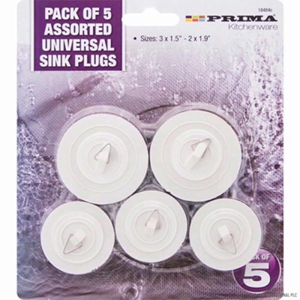 PRIMA SINK PLUGS PACK OF 5 ASRTD SIZES