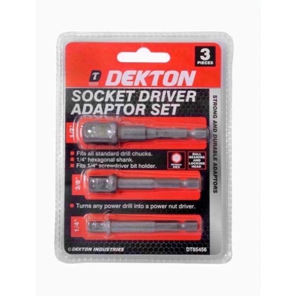 DEKTON SOCKETS ADAPTER SET 3PC 1/4-3/8-1/2