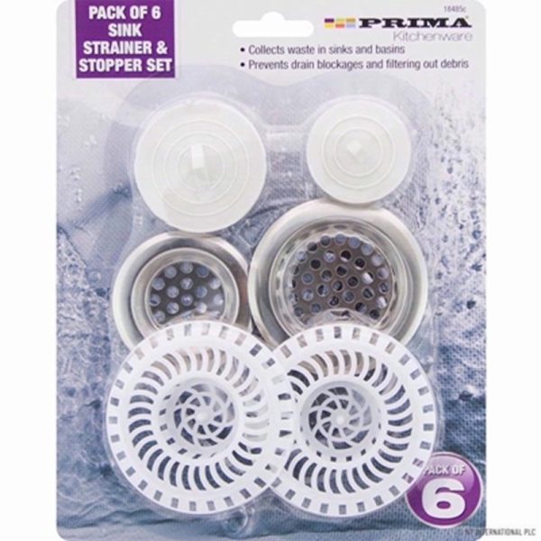 PRIMA SINK STRAINER & STOPPER SET PACK OF 6