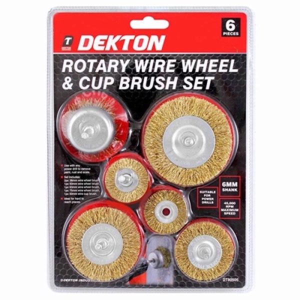 DEKTON ROTARY WHEEL & CUP BRUSH 6PC SET