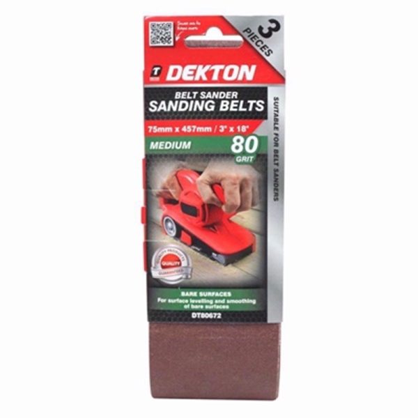 DEKTON SANDING BELT 80 GRIT 75X457 3PC