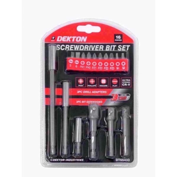 DEKTON SCREWDRIVER BIT SET 16PC