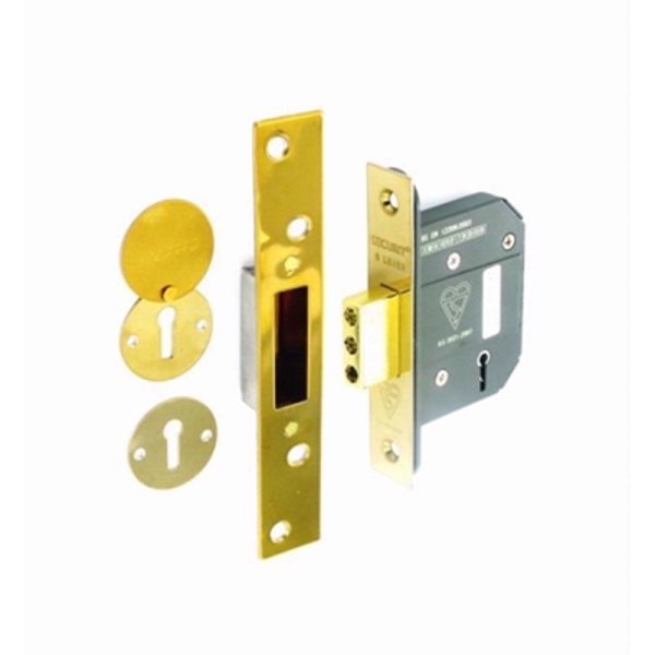 SECURIT 5 LEVER DEAD LOCK BRASS 63MM