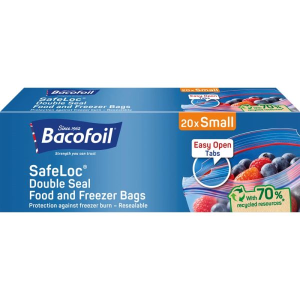 BACOFOIL SAFELOC DOUBLE SEAL FOOD & FREEZER BAGS PACK OF 20 1LTR