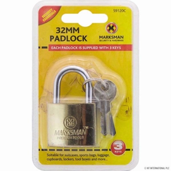 MARKSMAN PADLOCK 32MM BRASS