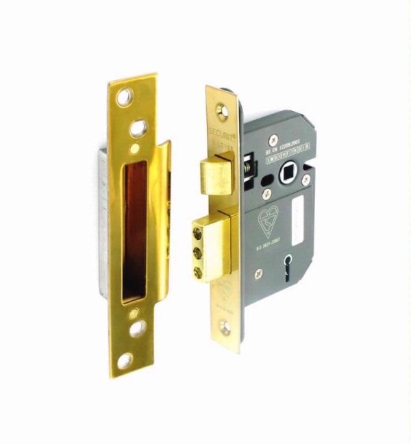 SECURIT 5 LEVER SASH LOCK BRASS 63MM