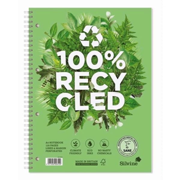 SILVINE RECYCLED A4 TWINWIRE NOTEBOOK PACK OF 5