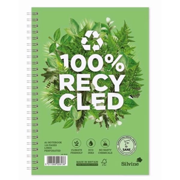 SILVINE RECYCLED A5 TWINWIRE NOTEBOOK PACK OF 5