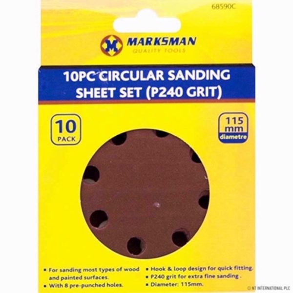 MARKSMAN SANDING SHEETS CIRCULAR 10PC P240