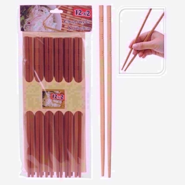 CHOPSTICKS BAMBOO 24CM ASSORTED