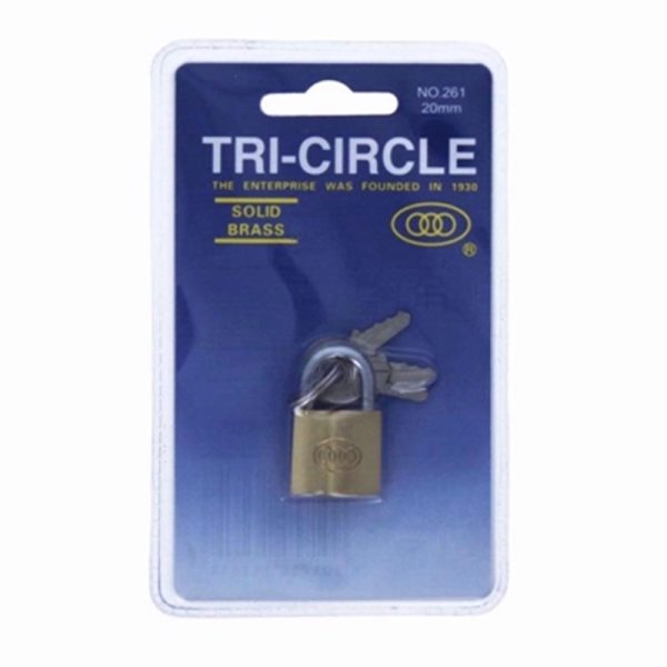 TRICIRCLE PADLOCK 20MM SOLID BRASS