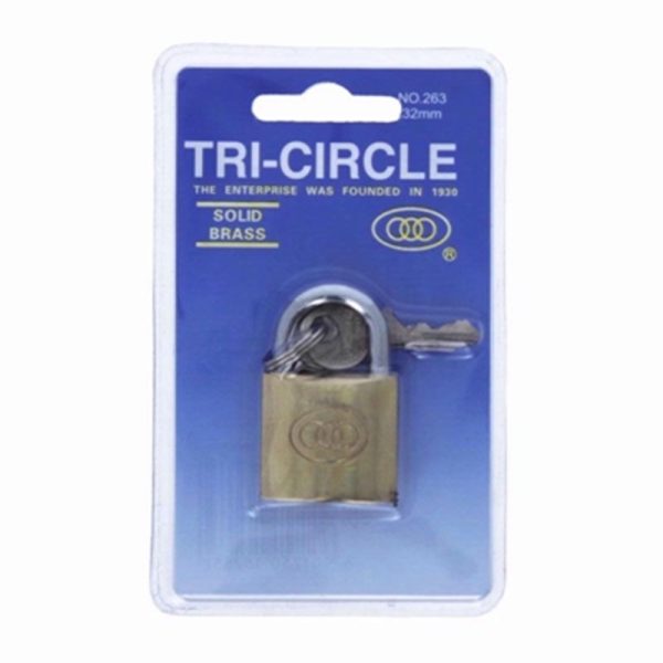 TRICIRCLE PADLOCK 32MM SOLID BRASS