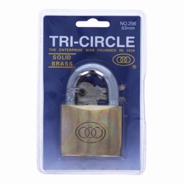 TRICIRCLE PADLOCK 63MM SOLID BRASS