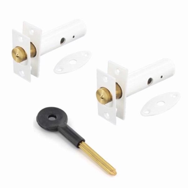 SECURIT SECURITY DOOR BOLT WHT X2 + 1 KEY