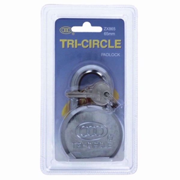 TRICIRCLE PADLOCK ROUND STEEL 65MM