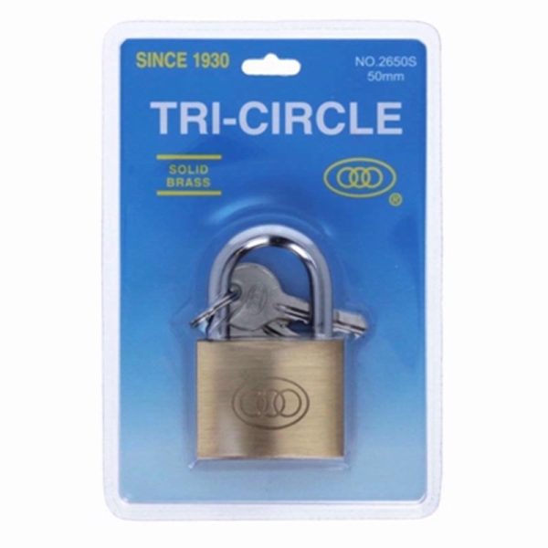 TRICIRCLE PADLOCK SOLD BRASS 50MM