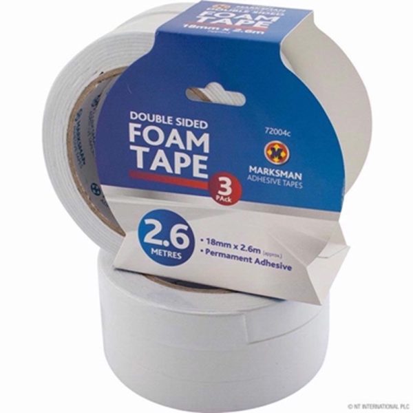 MARKSMAN TAPE DOUBLE SIDED FOAM 3PC 2.6M