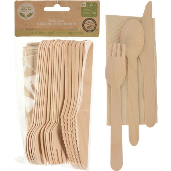 CUTLERY SET WITH NAPKINS 24 PCS