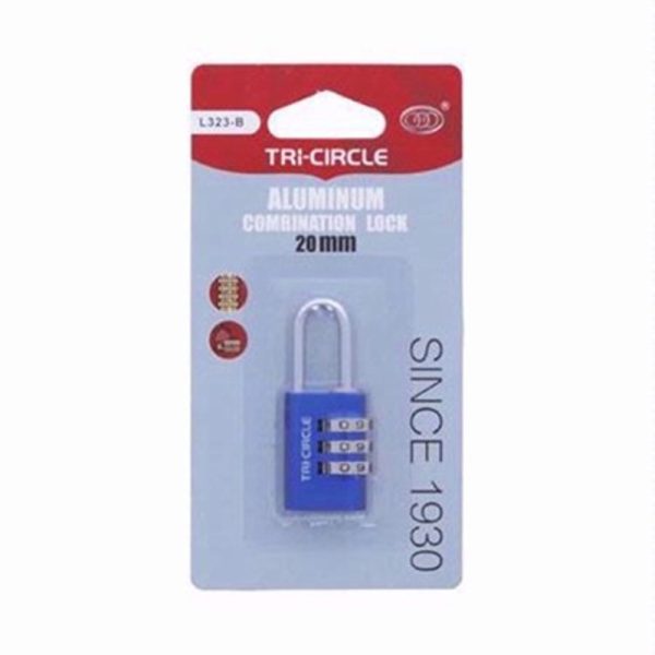 TRICIRCLE COMBINATION PADLOCK 20MM BLUE