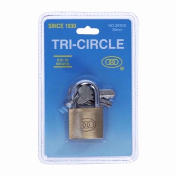 TRICIRCLE PADLOCK SOLID BRASS 30MM