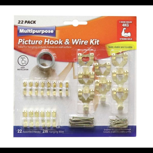 PICTURE HOOK & WIRE 22PC SET