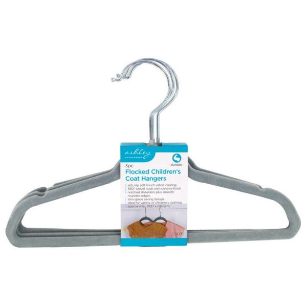 ASHLEY CHILDERENS FLOCKED COAT HANGERS 3PCE