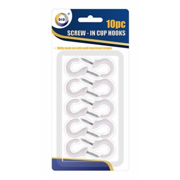 SCREW IN CUP HOOKS 10PC