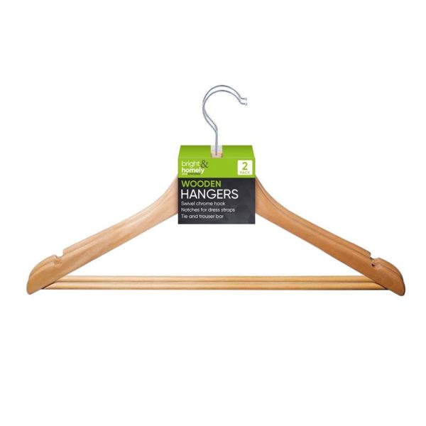 BRIGHT & HOMELY HANGERS WOODEN PACK OF 2