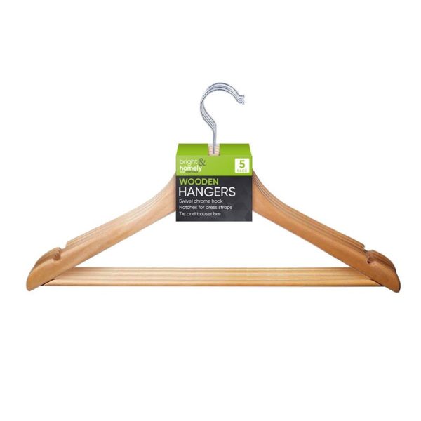 BRIGHT & HOMELY HANGERS WOODEN PACK OF 5