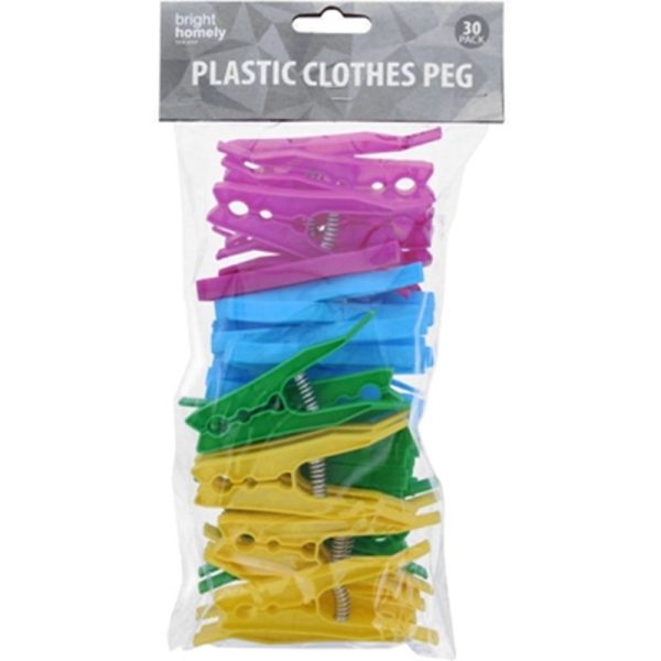 BRIGHT & HOMELY PLASTIC CLOTHES PEGS PACK OF 30