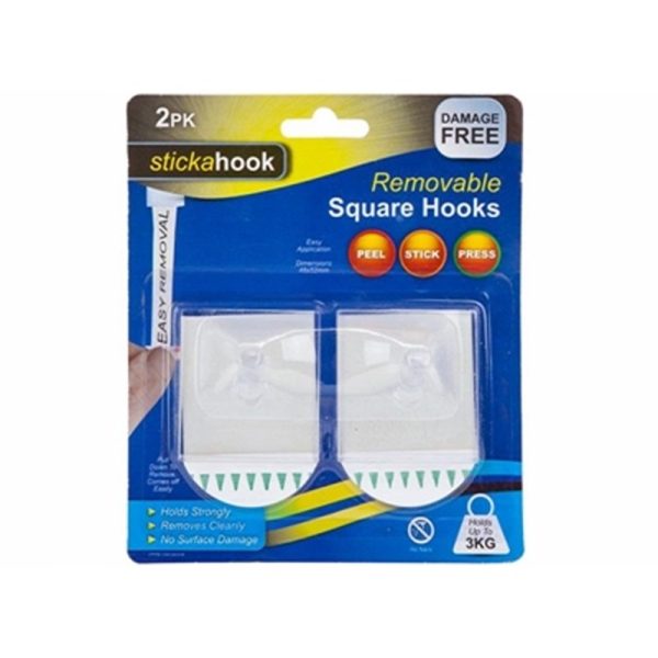 STICKAHOOK REMOVEABLE CLEAR HOOKS 3KG 2PC