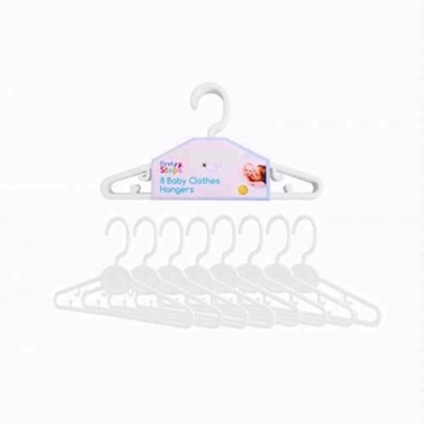 FIRST STEP 8 BABY CLOTHES HANGERS WHITE