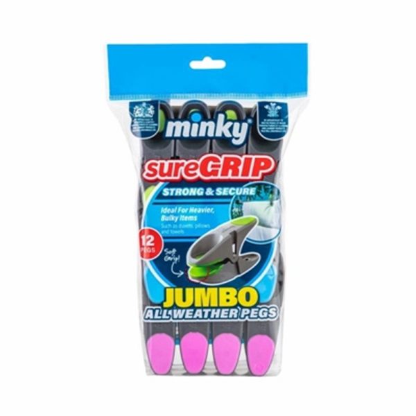 MINKY SURE GRIP JUMBO PEGS PACK OF 12