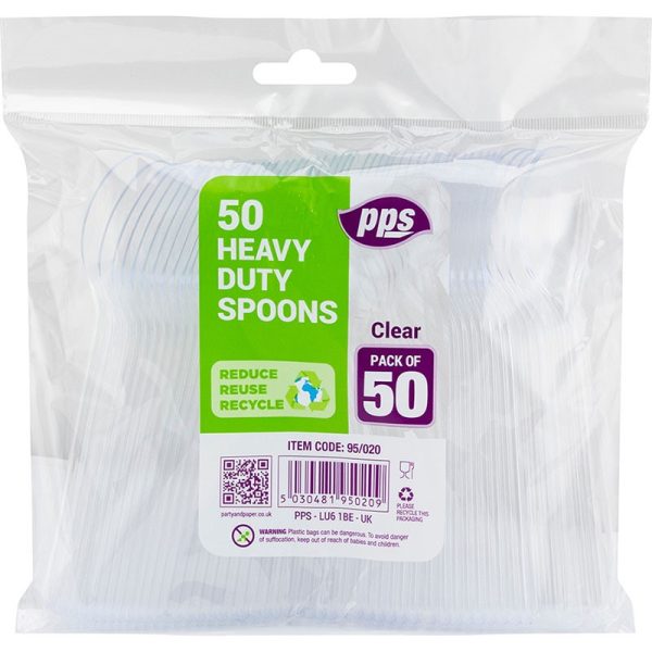 PPS CUTLERY CLEAR HEAVY DUTY 50 SPOONS