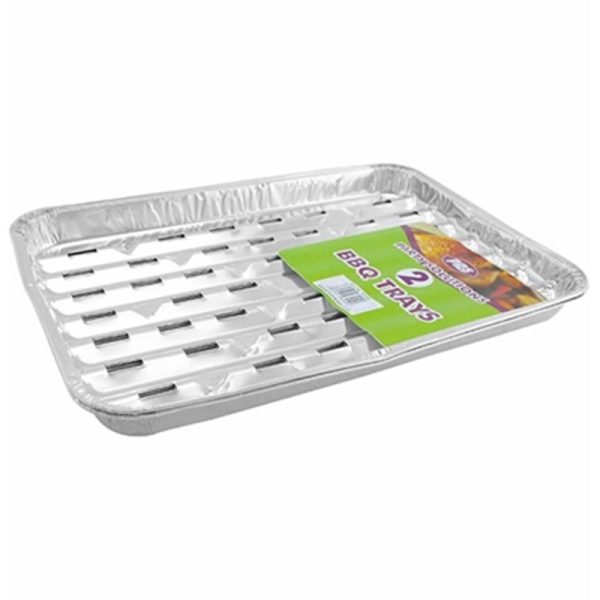 PPS FOIL BBQ DRILL 2 TRAY 33X23CM